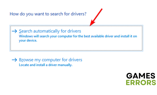 Search automatically for drivers