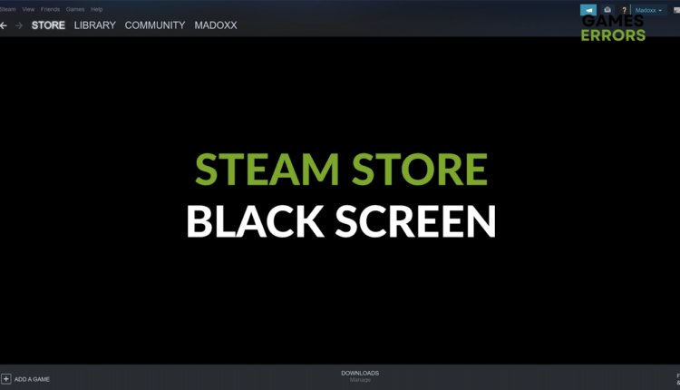 steam store black screen