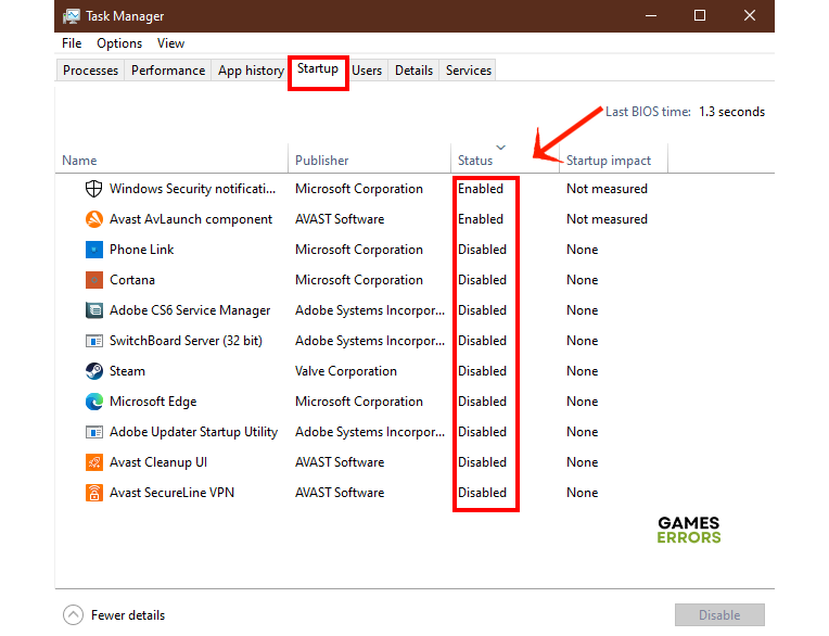 disable startup apps in task manager