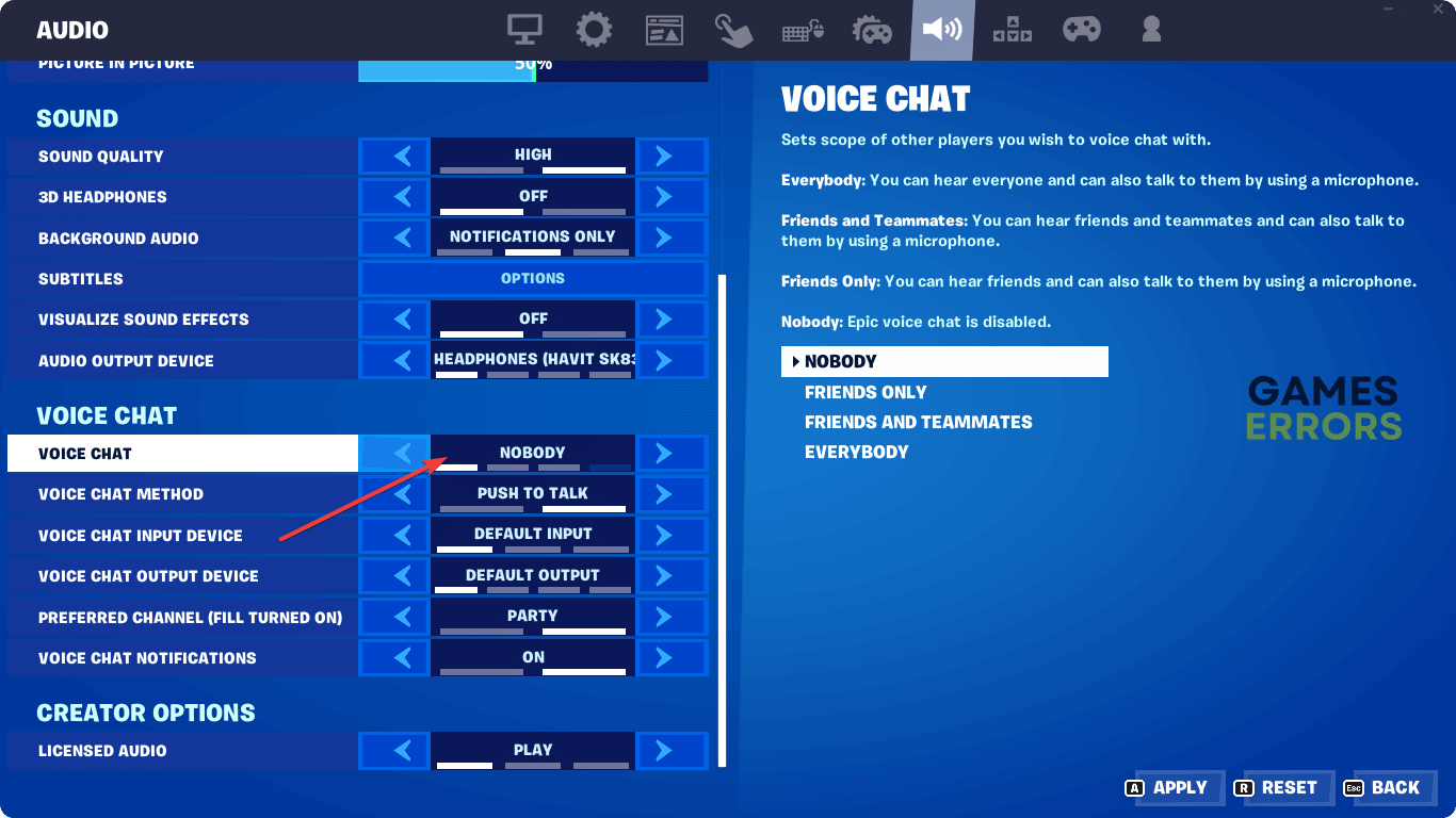 turning off voice chat fortnite