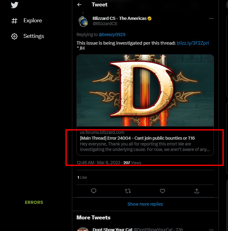 Diablo 3 Twitter page
