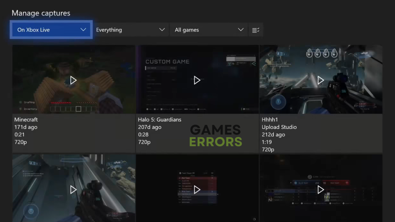 Delete captures from the Xbox Network