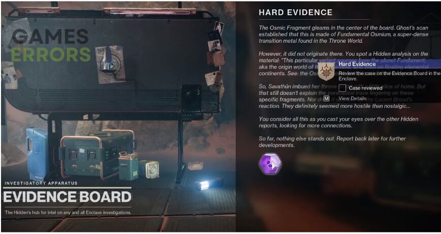 Destiny 2 Hard Evidence Quest