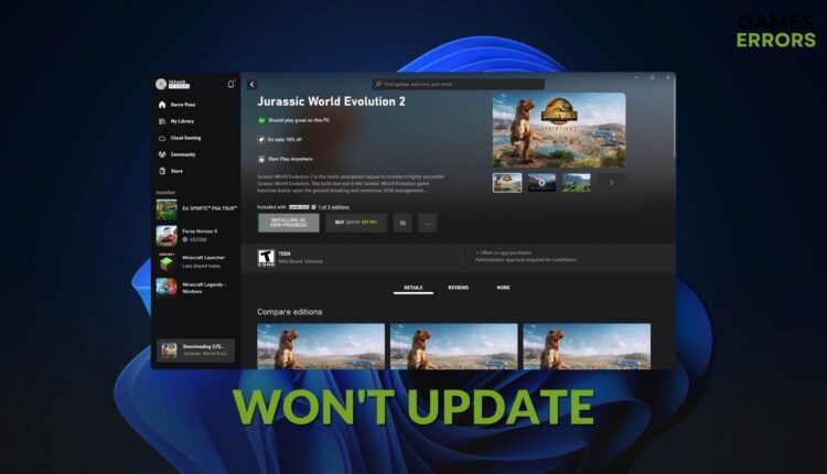 How to fix Jurassic world evolution 2 wont update