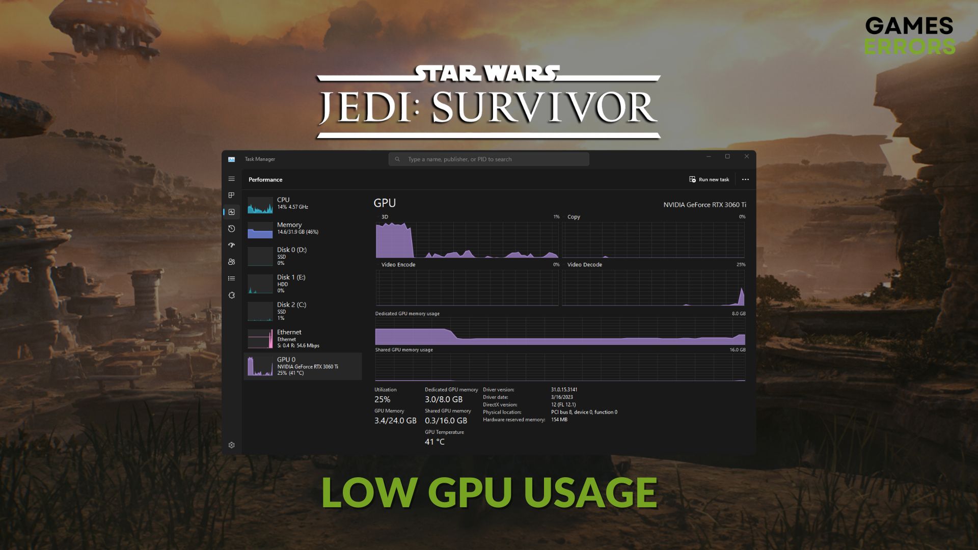 how to fix Star Wars Jedi Survivor low gpu usage