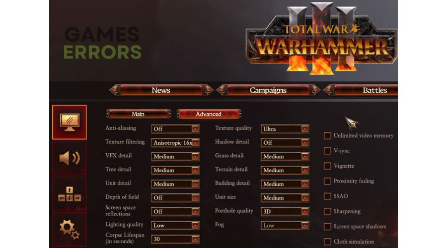 TW Warhammer 3 Advanced GPU Settings