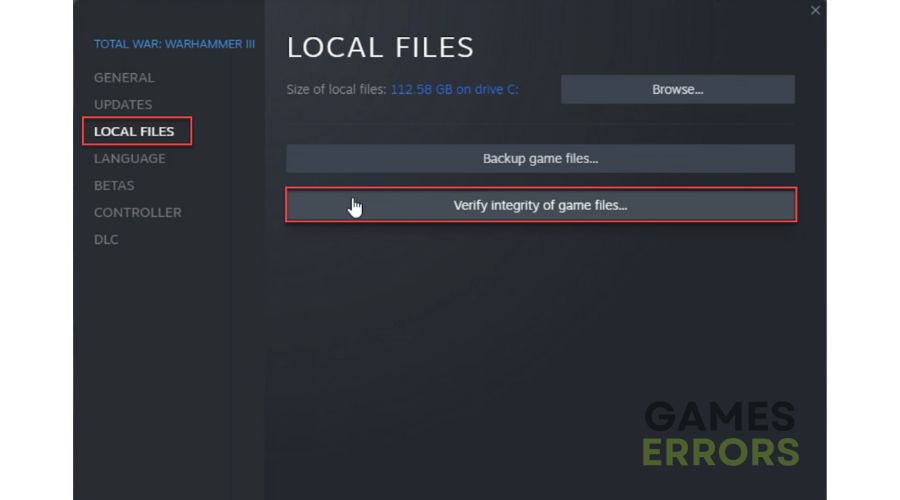 TW Warhammer 3 Verify game files