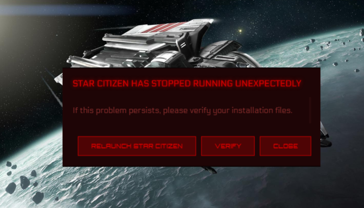 star citizen unexpected error