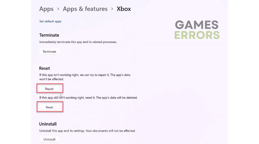 Xbox App Repair