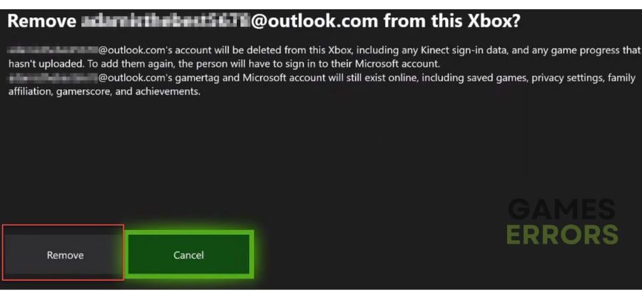 Xbox Remove Account
