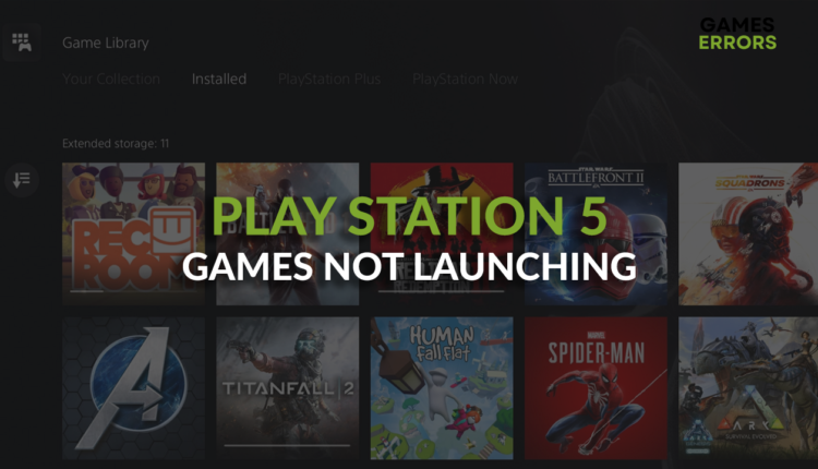 games not launching ps5