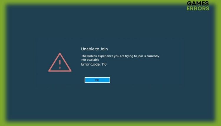 fix roblox error code 110