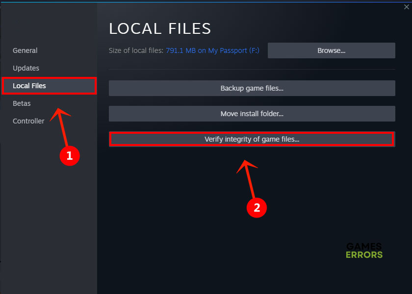Verify files in Steam