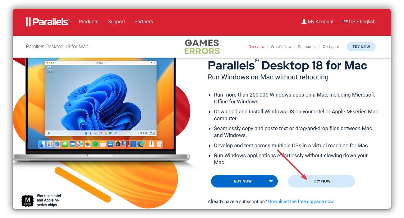 try now parallels desktop mac