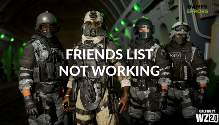 warzone 2 friends list not working