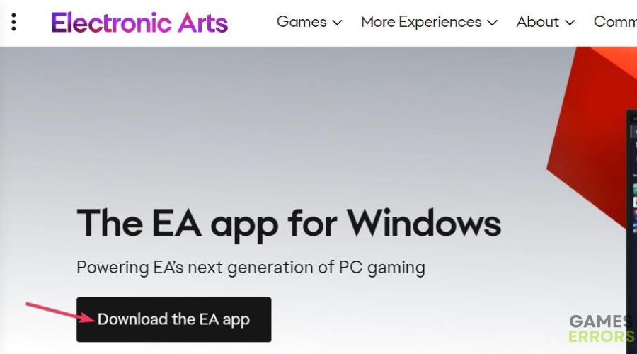 Download the EA app button ea app crashing