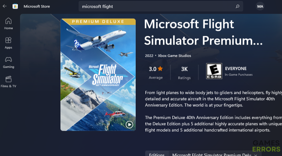 Microsoft app microsoft flight simulator won't launch