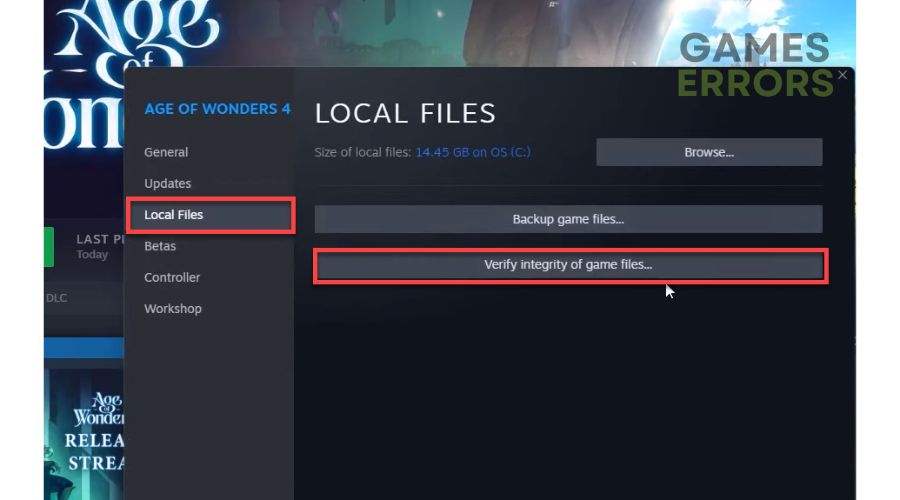Age of Wonders 4 DirectX Error - Verify Game Files