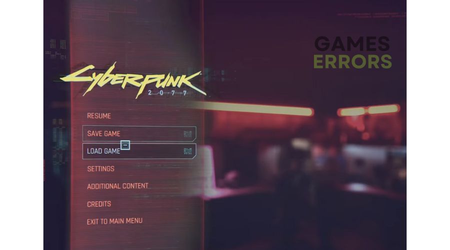 Cyberpunk 2077 Game Menu
