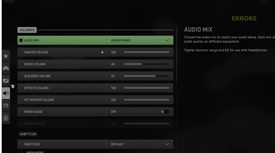 Fix in-game audio settings
