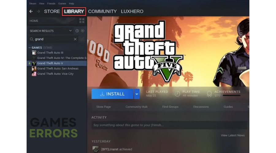 GTA 5 Game Library