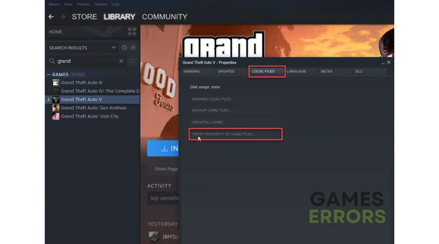 GTA 5 Steam Verify Game Files