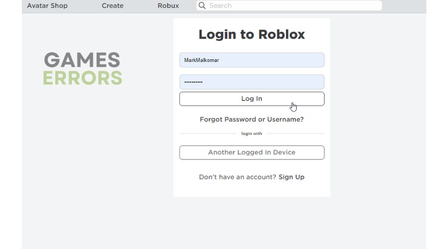 Roblox Log In