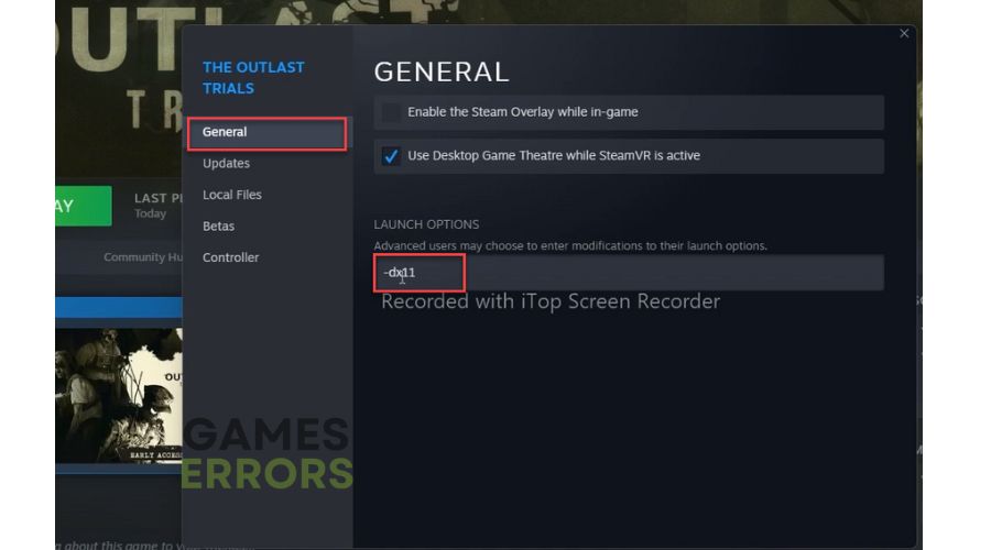 The Outlast Trials Launch Options
