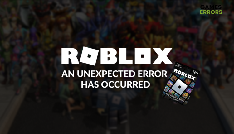 an unexpected error has occurred Roblox gift card