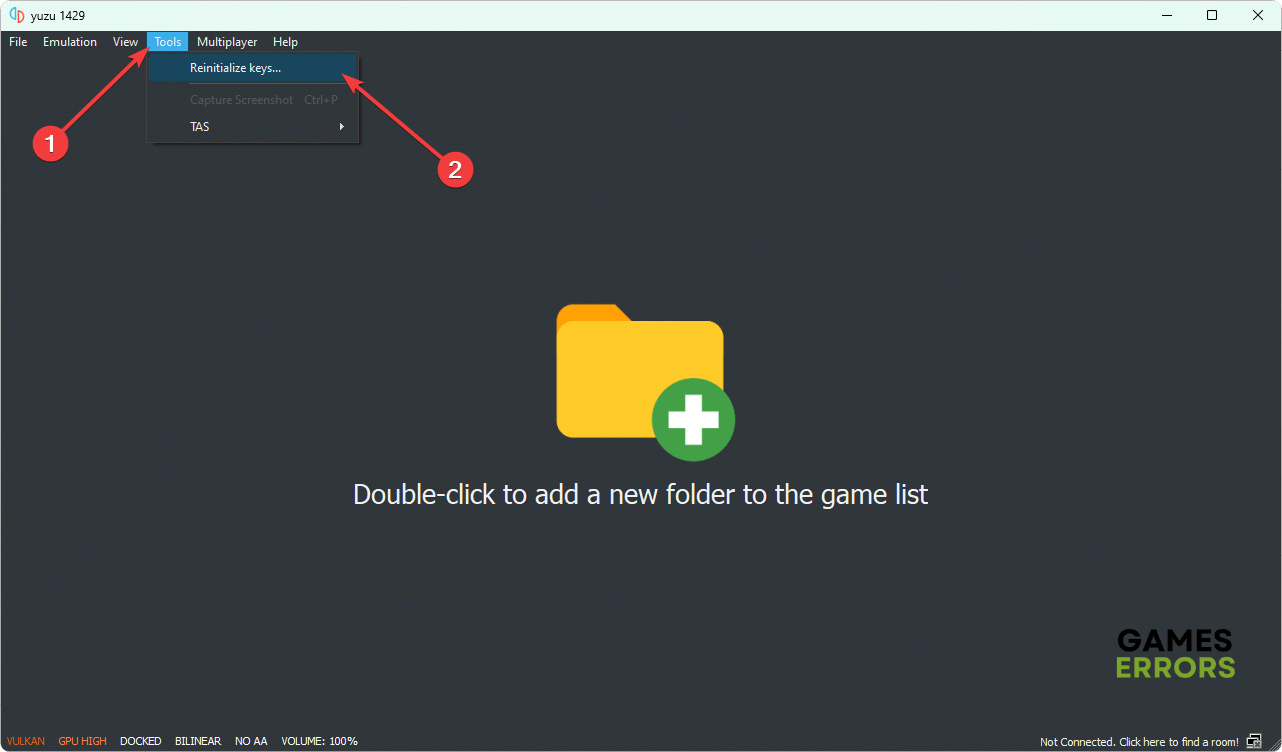 clicking reinitialize keys yuzu emulator pc