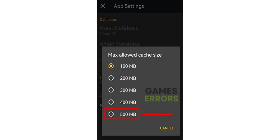 destiny 2 max allowed cache size 500 mb