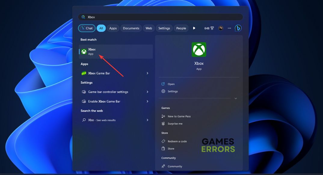 opening Xbox app Windows 11