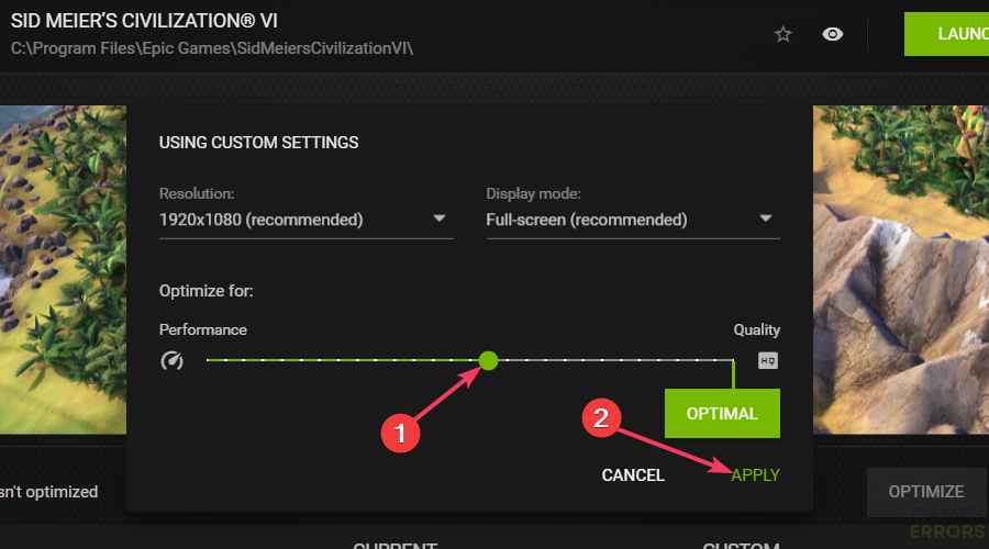 The GeForce Experience optimization settings how to improve pc performance for gaming