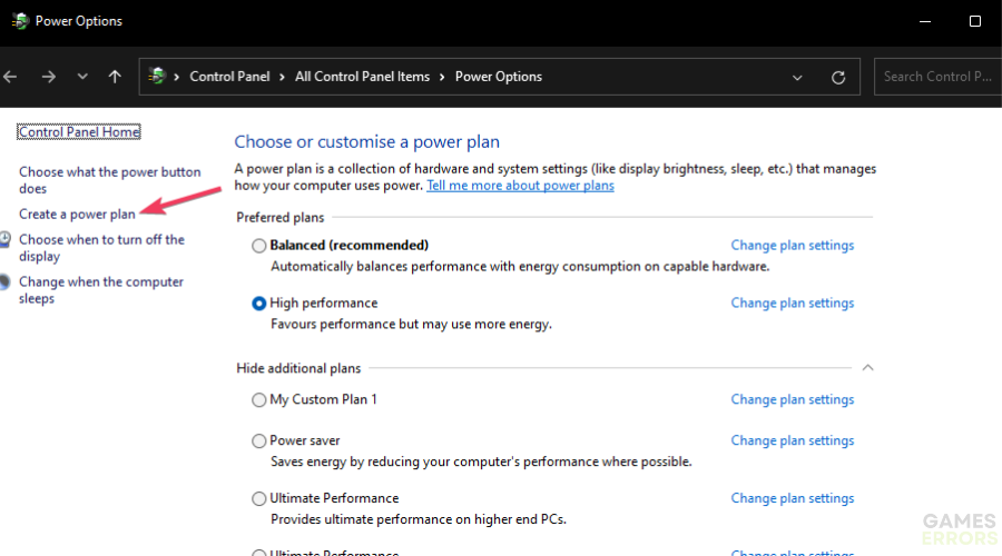 Create a power plan option how to improve pc performance for gaming