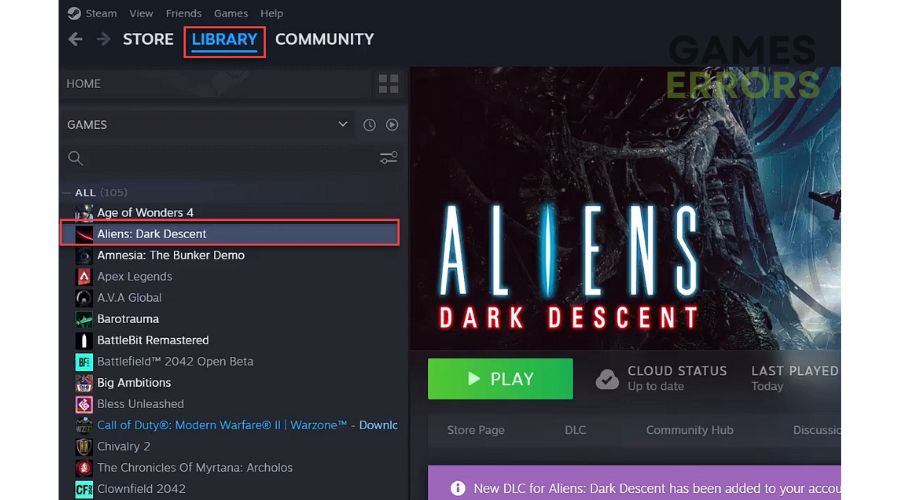 Aliens Game Library