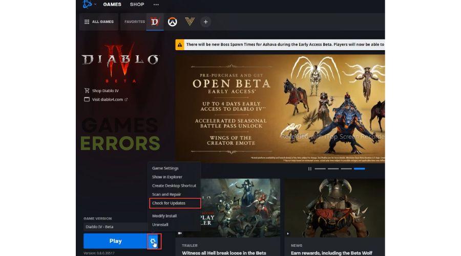 Diablo 4 Update Game