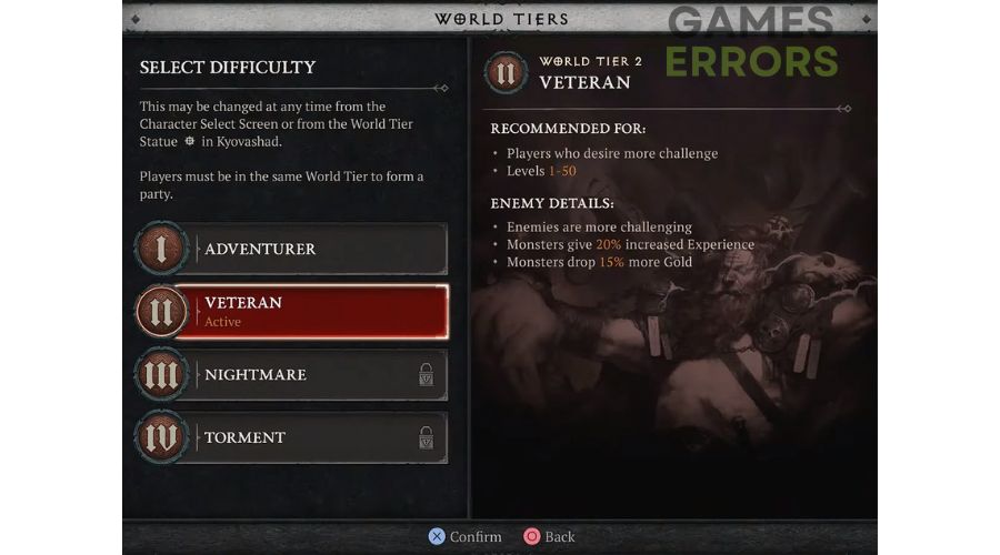 Diablo 4 World Tiers