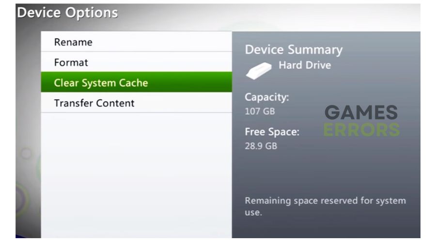 Xbox Clear System Cache