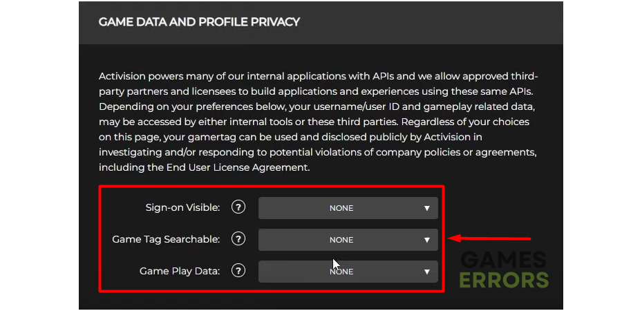 activision game data and profile privacy