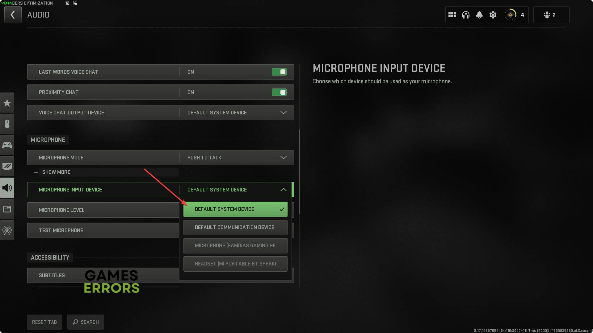 changing microphone input device mw2