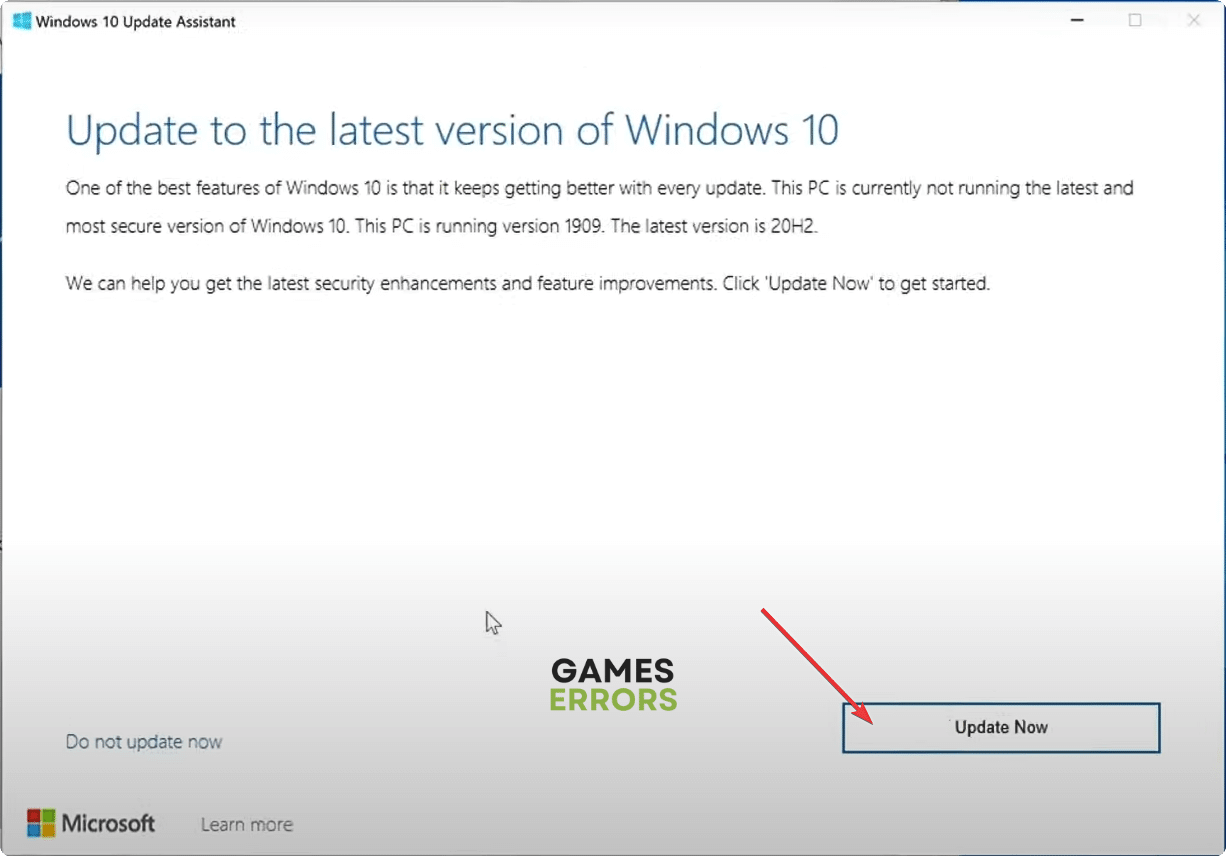 clicking update now windows 10 update assistant