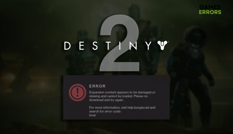 Destiny 2 error code Boar