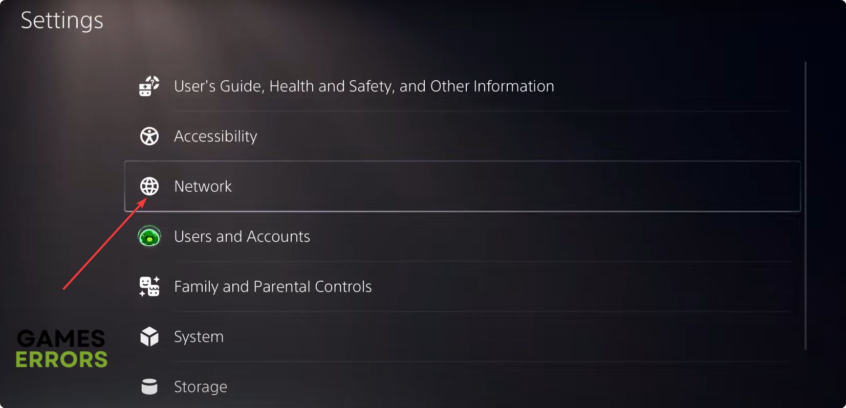 going network settings playstation 5