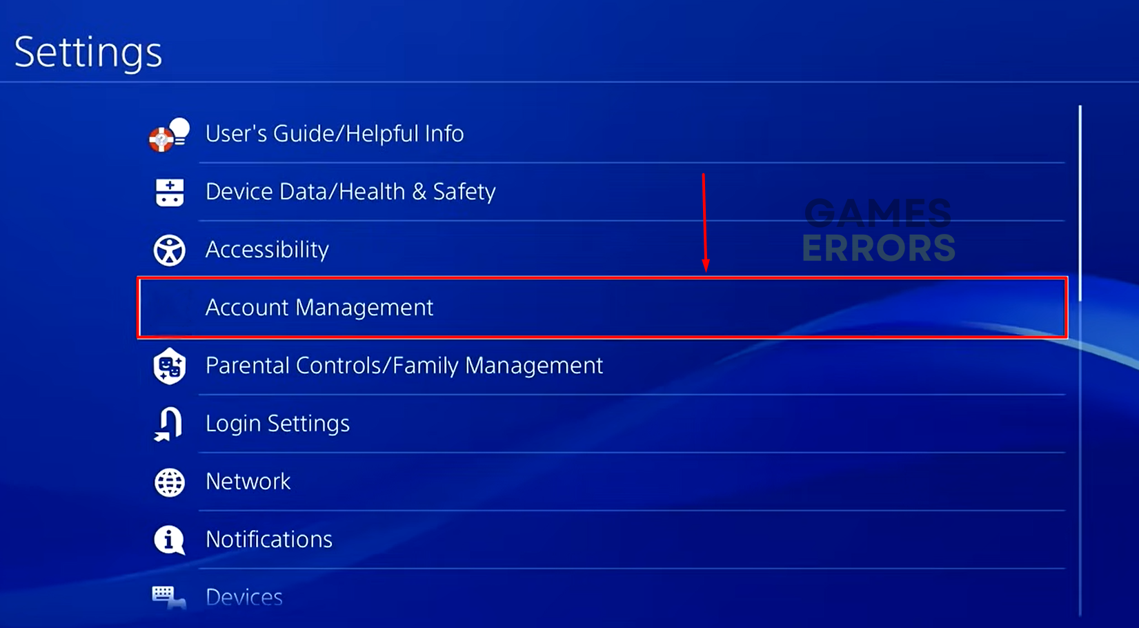 ps4 settings account management