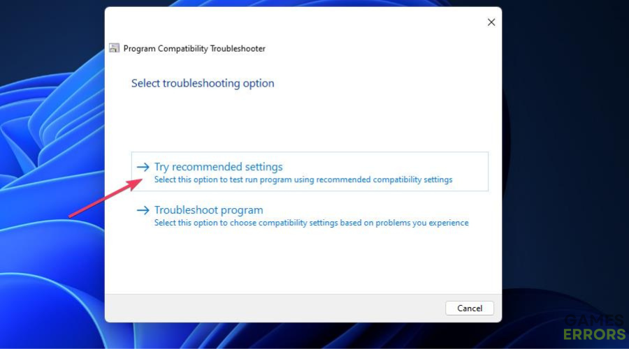 Try recommended settings option how to run a game in compatibility mode