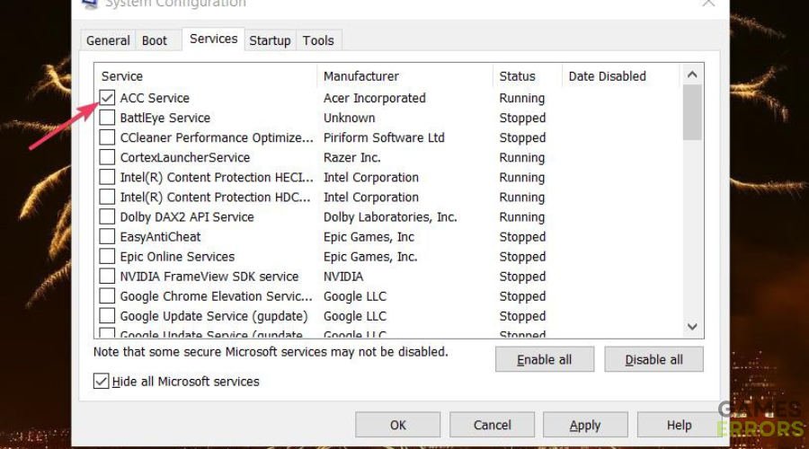 A service checkbox how to perform a clean boot