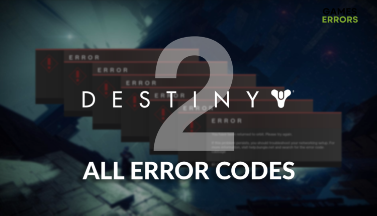 all error codes Destiny 2