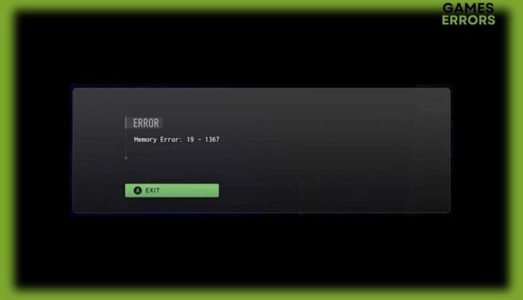 fix mw2 memory error 19-1367