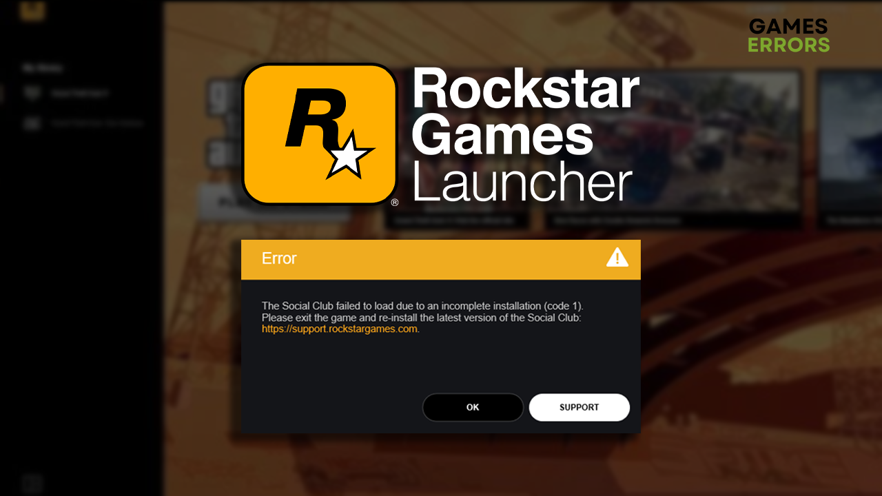 Rockstar Launcher error code 1
