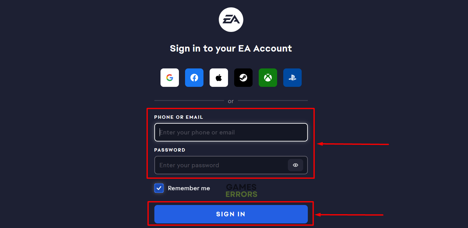 sign in to your ea account